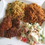 Jollof rice with salad meal big