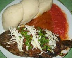 Banku is a Ghanaian dish sserved with soup, okra stew or a pepper sauce with fish